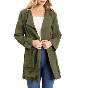 Love Tree -  Olive Green Hooded Lightweight Parka Jacket - Size Small